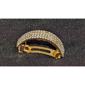 Gold-Tone Rhinestone Hair Clip Ponytail Holder Elegant & Sparkly Accessory